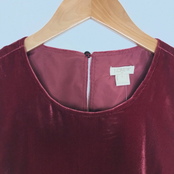 J. Crew Burgundy Red Velvet Sleeveless Peplum Blouse Top size 4 NEW - Picture 3 of 14